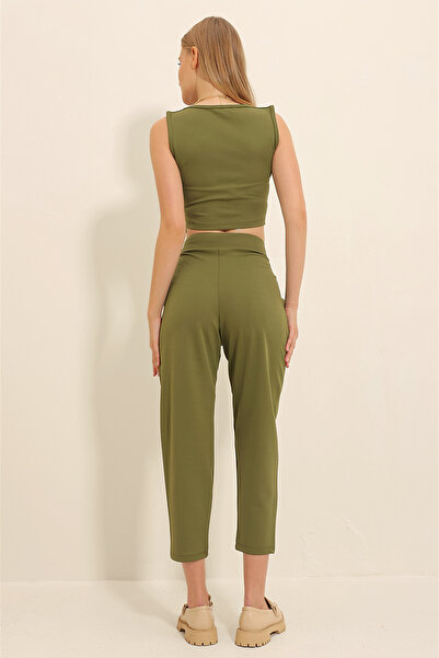 Trend Alaçatı Stili Women's Khaki High Waist Carrot Pants ALC-X11148