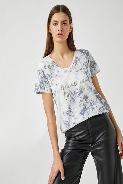 Koton Short Sleeve Patterned Cotton T-Shirt