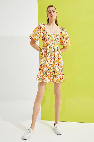 Koton Women's Orange Patterned Dress