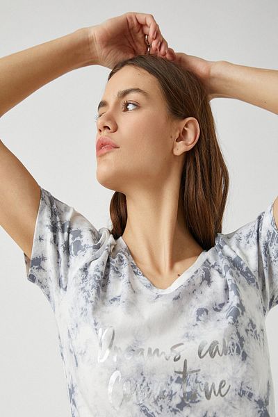 Koton Short Sleeve Patterned Cotton T-Shirt