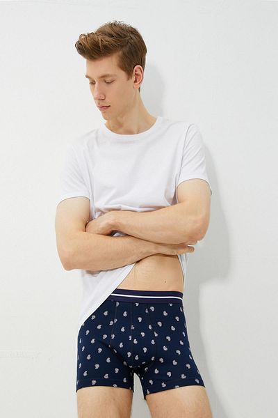 Koton Boy's Navy Blue Pattern Boxer 3SLM90029MK