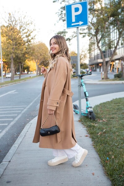 Sue Store Palton supradimensionat din lână căptușit cu două piepte Camel