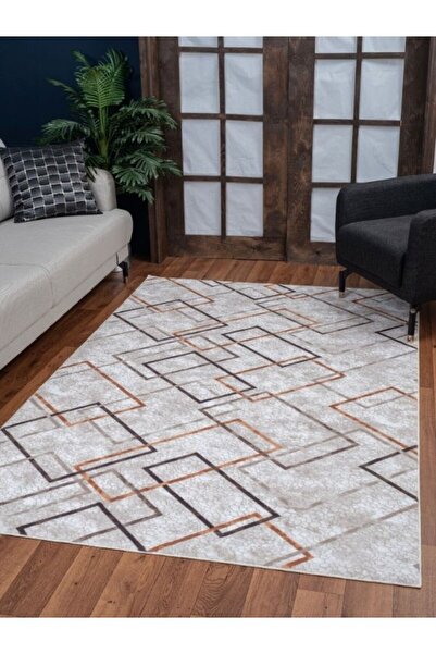 Valery Home Vl Yıkanabilir Kaymaz Tabanlı Elina Kesme Rulo Halı Yolluk Turunc...