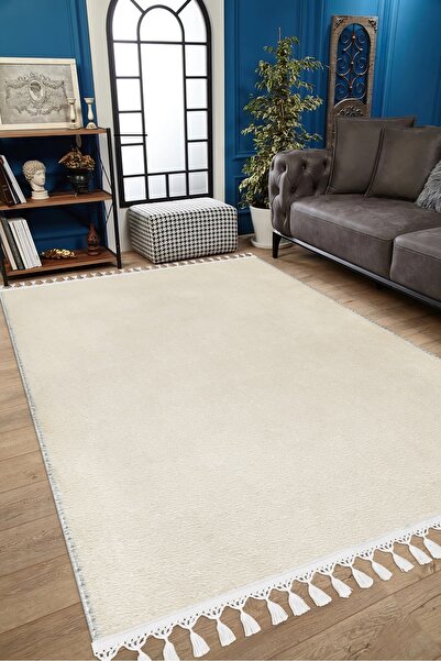 Valery Home Vl Comfort Ponpon Saçaklı Peluş Halı Ekru