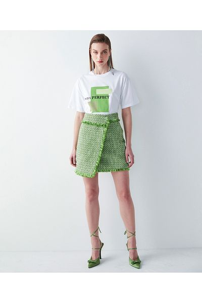 İpekyol Tassel Striped Tweed Skirt