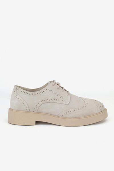 TUNAELLİ PANTOFI OXFORD DE PIELE NATURALĂ BEJ DE PIELE DE PIELE