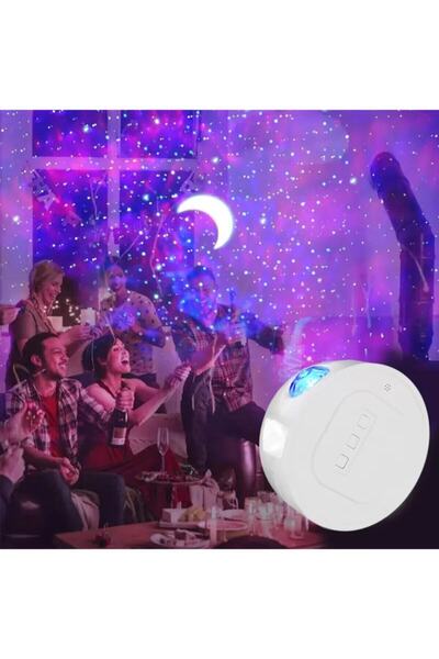 Adil Baba Dekoratif Şarjlı Lazer Galaxy Yıldızlı Gökyüzü Projektör Gece Lambası