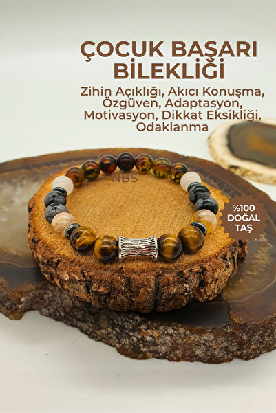 NBS Beautiful Naturel Stones Başarı Çocuk Bilekliği Gerçek Doğal Taş