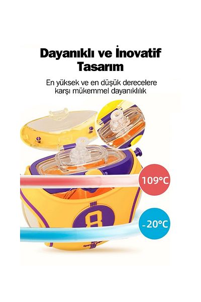 Vagonlife Cocosmile 630ml Tritan Children's Water Bottle with Silicone Basketball Set, Straw and Hanger