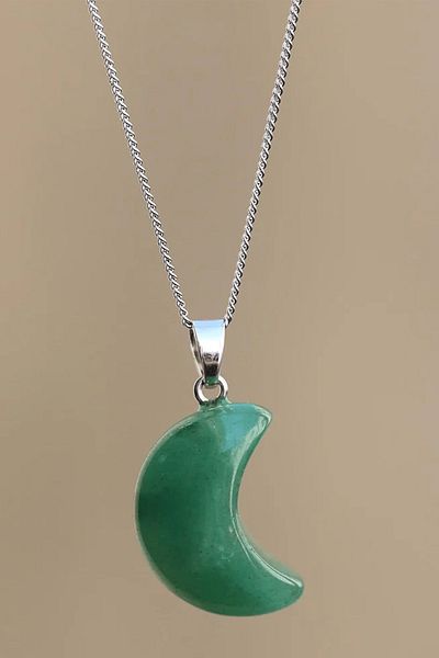 Tesbih Atölyesi Certified Moon Model Real Aventurine Stone Necklace