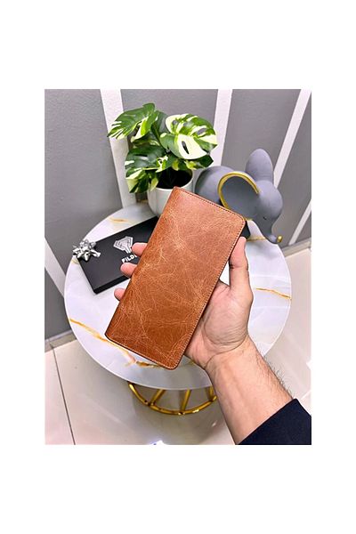 Daj Company Мъжки калъф за телефон и портфейл от естествена антична кожа с отделение за телефон и магнитна дръжка