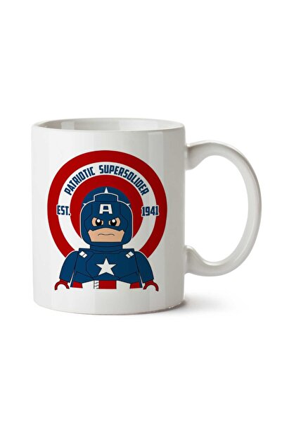 ART HEDİYE كوب كابتن أمريكا ليغو باتريوتيك سوبرسولدير مطبوع على الجانبين