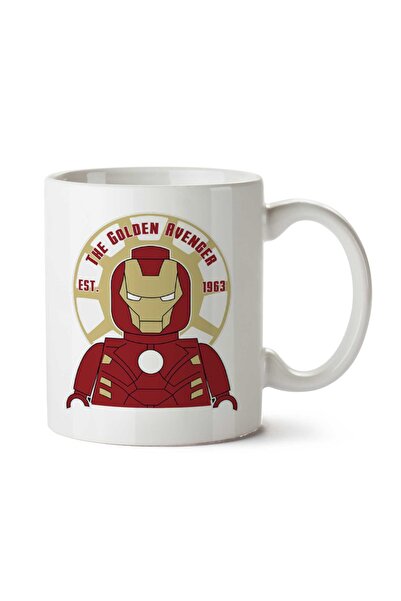 ART HEDİYE كوب آيرون مان ليغو ذا جولدن أفنجر مطبوع على الجانبين