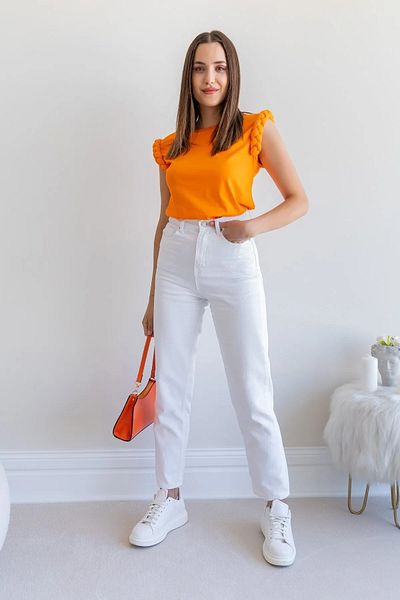 MAKRAS EXCLUSIVE Rosa Γυναικείο Ψηλόμεσο Λευκό Comfort Lycra Mom Jeans Boyfrend Παντελόνι