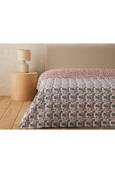 English Home Flowery Modern Double Multi-Purpose Cover 200x220 Cm Terracotta
