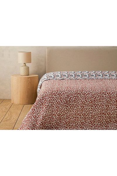 English Home Flowery Modern Double Multi-Purpose Cover 200x220 Cm Terracotta