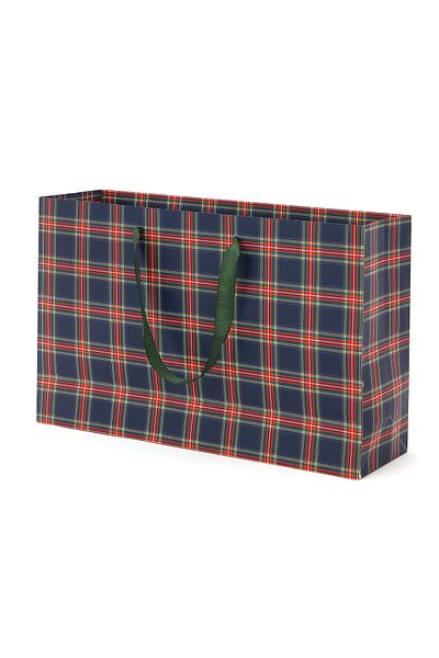 Milim Matbaa 10 τεμάχια Navy Blue καρό 45x30x12 cm χάρτινη τσάντα