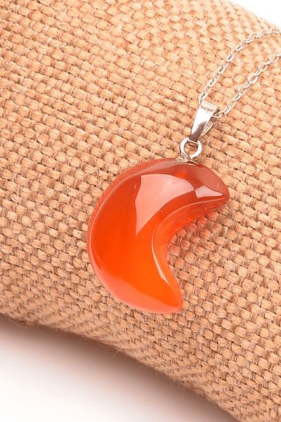 Tesbih Atölyesi Real Karnelyan Agate Stone Moon Model Necklace