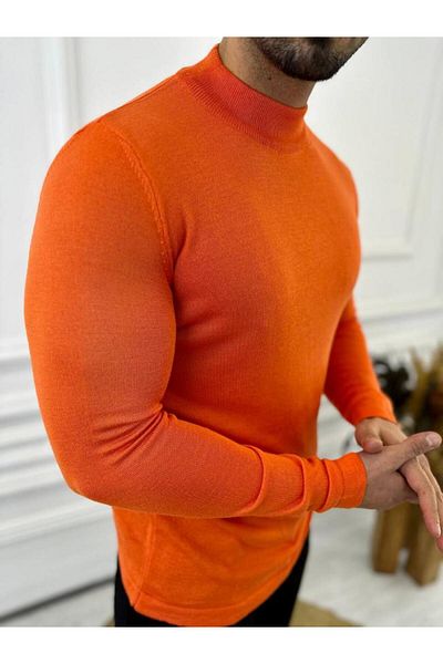 elkumoda Pulover de tricotaj slim cu gât înalt - bumbac natural anti-pilling