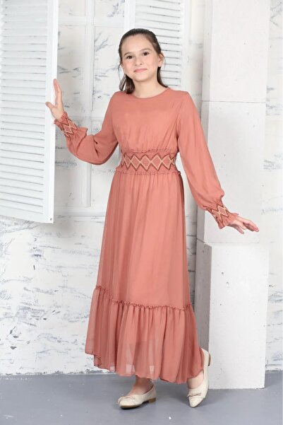 Wild Flower Rochie Hijab din șifon lungă pentru fetiță