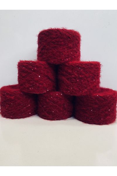 göçer Moher Sequin: New Konbin Red Moher Red Sequin Total 620gr