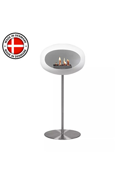 LE FEU FİRES Beyaz Kubbe Şömine & Parlak Çelik 25 Mm Çelik Brülor / White Gro...