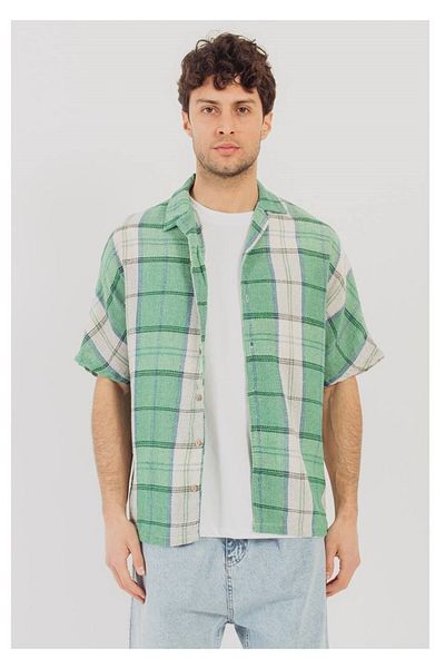 Catch Unisex Loose Fit Patterned Shirt Light Green 1480-23