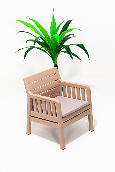 MOBETTO Lara Tekli 1 Kişilik Koltuk Balkon&teras Bahçe Koltuk / Cappucino