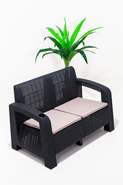 MOBETTO Olimpos 2'li Koltuk Balkon&teras Bahçe Mobilyası / Antrasit