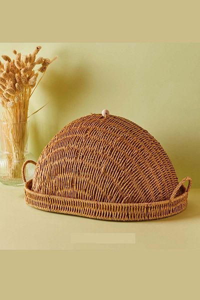 SepetçiBaba Picnic Bell Jar Tray with Wicker Lid