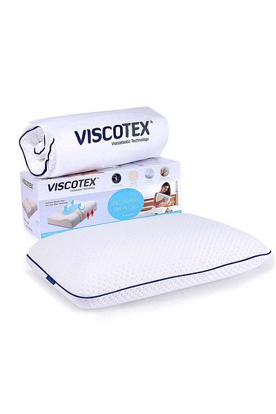 VİSCOTEX Visco Ορθοπεδικό Μεγάλο Παχύ Μαξιλάρι με Στήριγμα Λαιμού, 60x40x16 cm, Λευκό