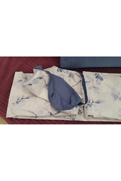 ETE HOMETEX PAMUKÖREN PERCAL NEVRESİM SETİ LACİVERT ÇİÇEKLİ 8696674231504
