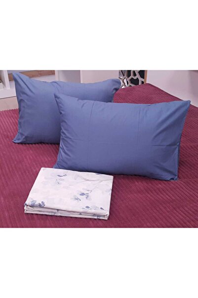 ETE HOMETEX PAMUKÖREN PERCAL NEVRESİM SETİ LACİVERT ÇİÇEKLİ 8696674231504