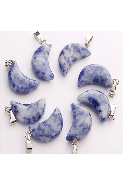 Tesbih Atölyesi Certified Moon Model Real Sodalite Stone Necklace