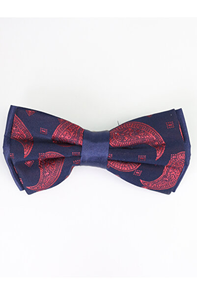 SIRRI Shawl Pattern Bow Tie 10cm x 6 cm Navy Blue Claret Red