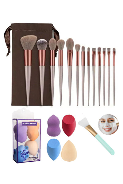 ROWENAROSE Makyaj Fırçaları 18 Parça Makyaj Seti, Makyaj Fırça Seti (Kahveren...