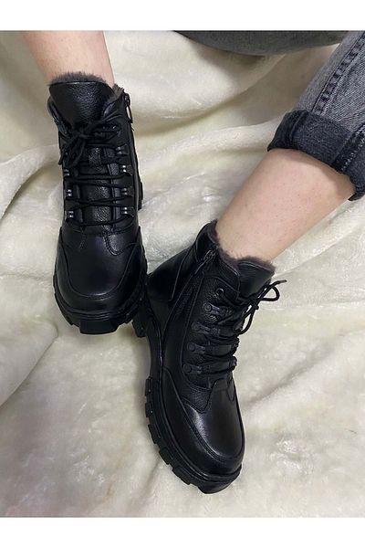 Voyager Unisex Μαύρες δερμάτινες μπότες με φερμουάρ Real Crayz (F006)
