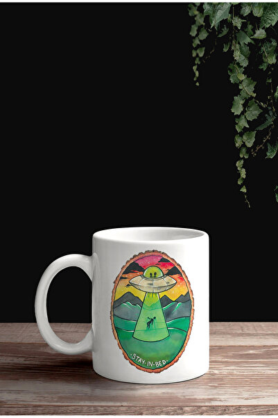 Darkia كوب بورسلين واحد مطبوع عليه تصميم Alien Alien Stay In Bed UFO