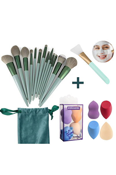 ROWENAROSE Makyaj Fırçaları 18 Parça Makyaj Seti, Makyaj Fırça Seti (Yeşil, 1...