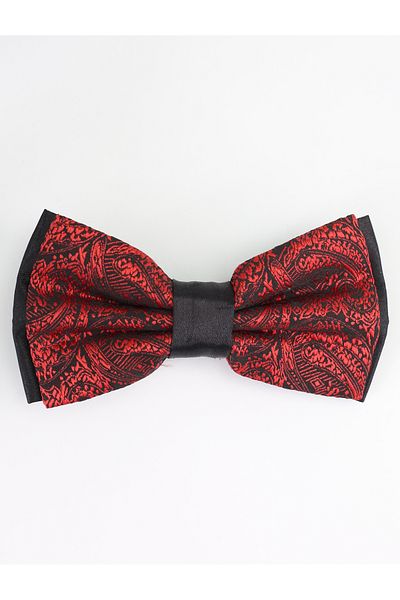 SIRRI Shawl Pattern Bow Tie 10cm x 6 cm Claret Red