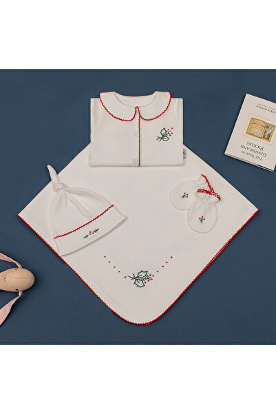 Florijee Kokina Yılbaşı El Işi Organik Yenidoğan Hastane Çıkış Seti Kırmızı