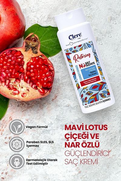 Clere Restoring Blue Lotus Flower and Pomegranate Extract Color Protecting Repair Conditioner