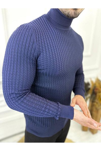 elkumoda Пуловер Slim Fit, не надраскващ трикотаж от естествен памук, водолазка, пуловер с висока яка