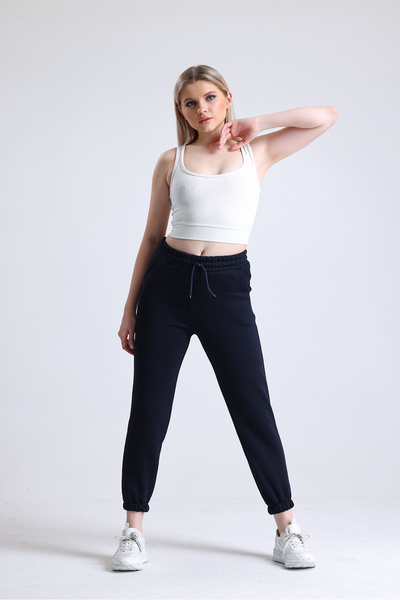 Babelook Γυναικείο παντελόνι Jogger με 3 κλωστές Navy Blue