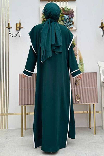 Bym Fashion Σετ διπλό γιλέκο με κουμπιά και φόρεμα 8485 Emerald