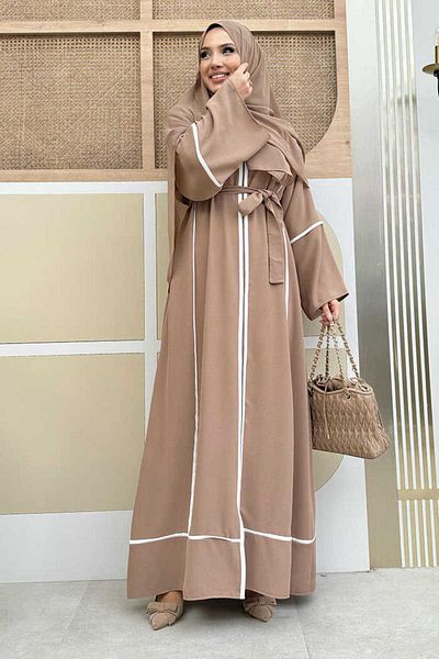 Bym Fashion Μπροστινό μοτίβο γραμμής με φερμουάρ στη μέση Ferace 7885 Mink