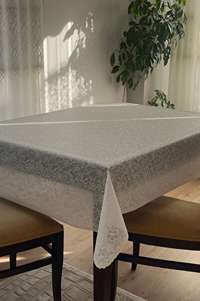 decorekor Lüks Hazır Dantel Görünümlü Silinebilir Pvc Muşamba 140x180 Masa Ör...