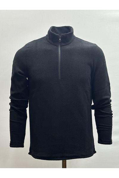 NJM SPORT WEAR Men's Fleece Black Anti-pilling Non-Pilling Stand Collar Cold-Proof Fleece Half Zipper