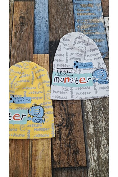 Esterella Erkek Bebek / Yazılı/ Bebek Şapka-bere/penye Şapka 2 Adet