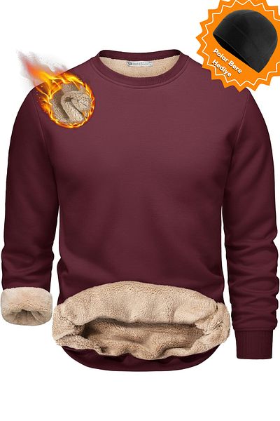 GHASSY CO. Ghassy Co. Men's Ultra Thermal Sherpa Plush Lined Crew Neck Sweatshirt